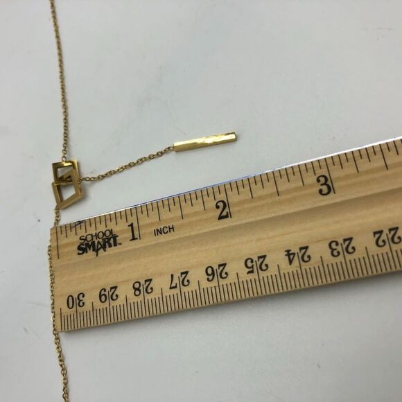 18K Gold Plated Women's Dual Interlocking Square Charm Dangle Necklace Harmony - Picture 12 of 12